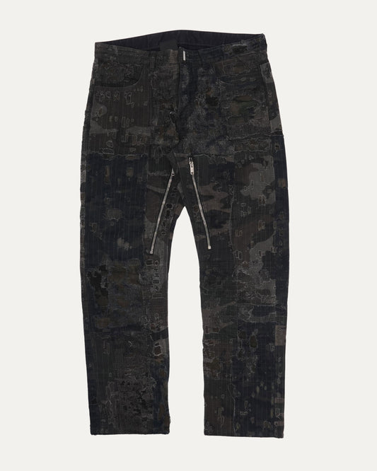 Camouflage Boro Repair Zipper Jeans