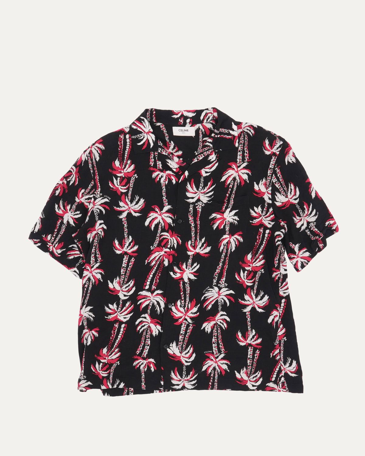 Palm Tree Print Camp Collar Shirt
