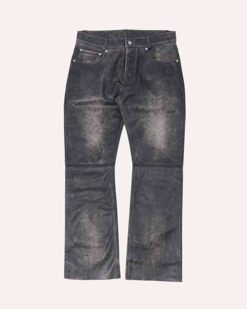 Repaired Leather Flare Jeans