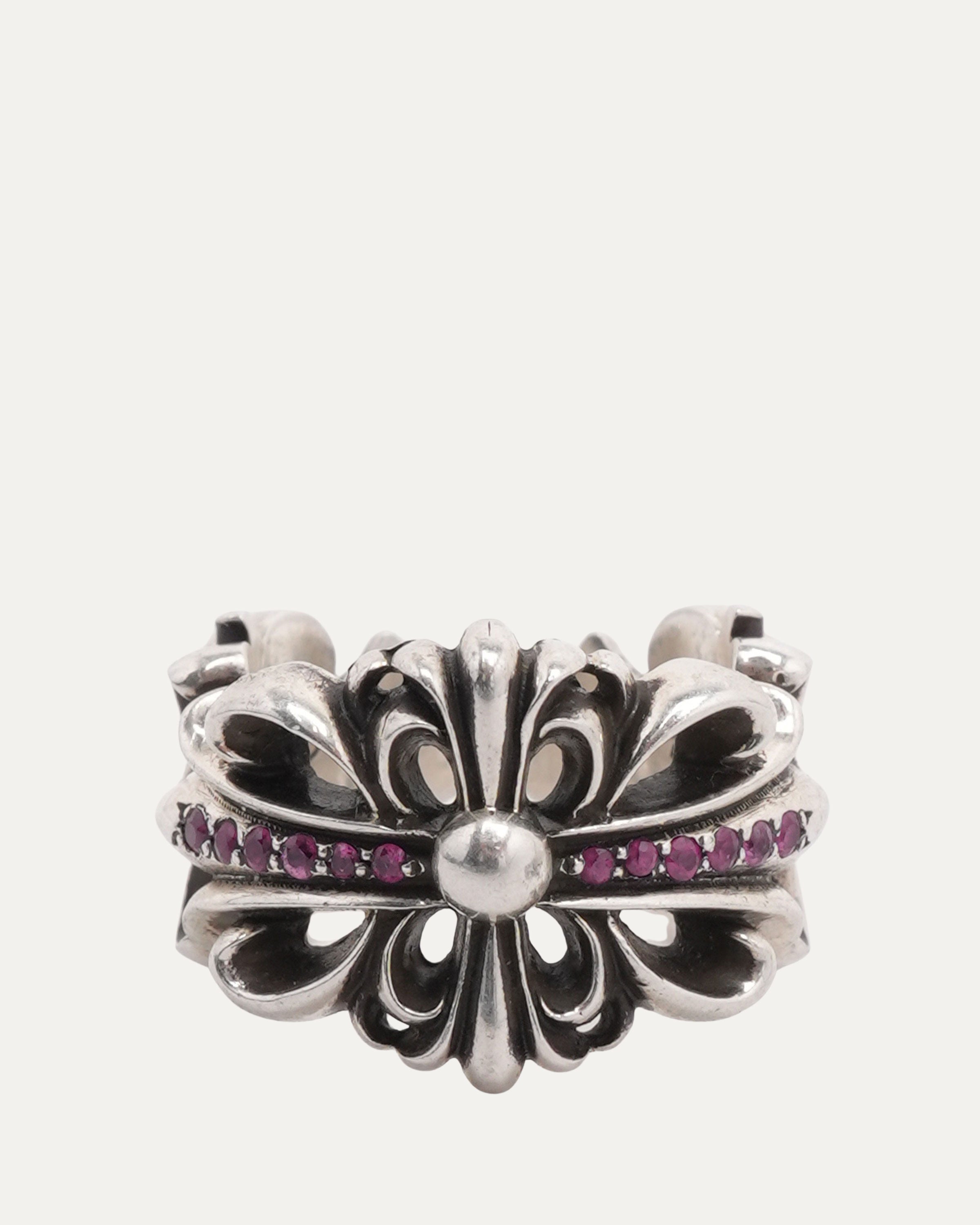 Chrome Hearts Pink Sapphire Double Floral Cross Ring – Justin Reed