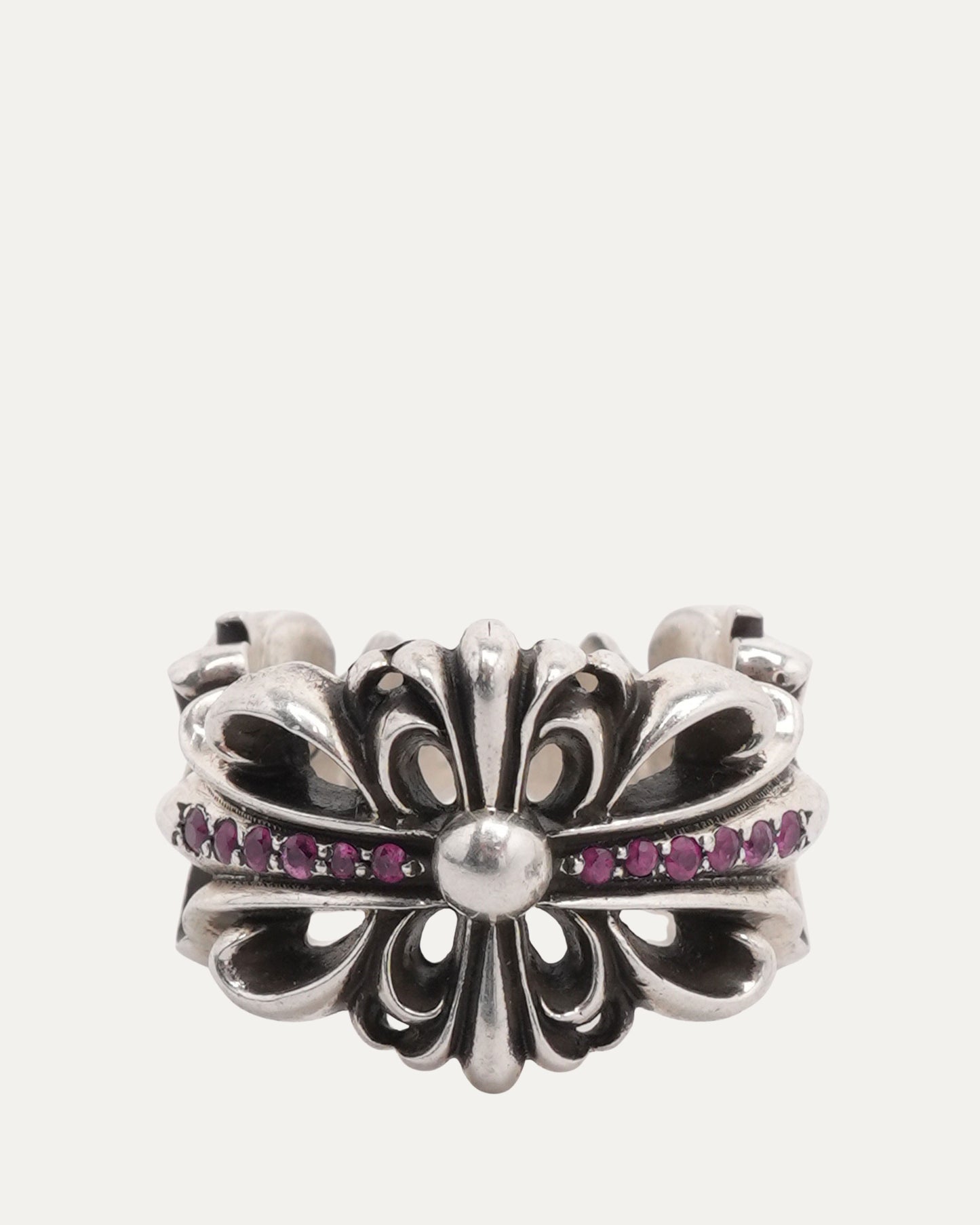 Pink Sapphire Double Floral Cross Ring