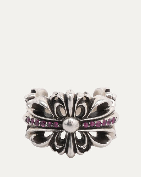 Chrome Hearts Pink Sapphire Double Floral Cross Ring – Justin Reed