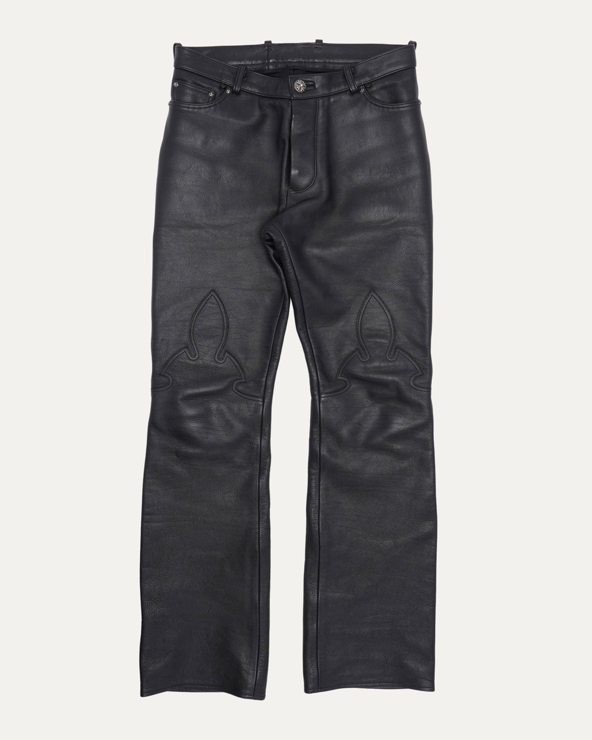 Leather Fleur Knee Pants