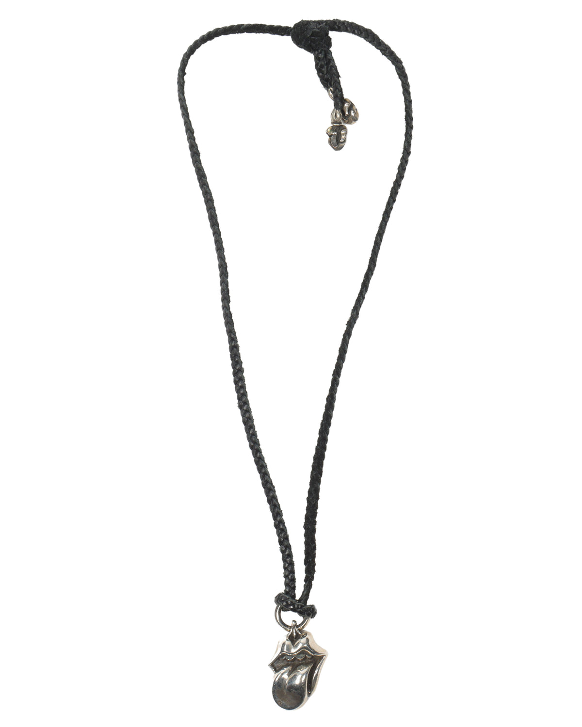 Silver Rolling Stones Pendant w/ Leather Necklace