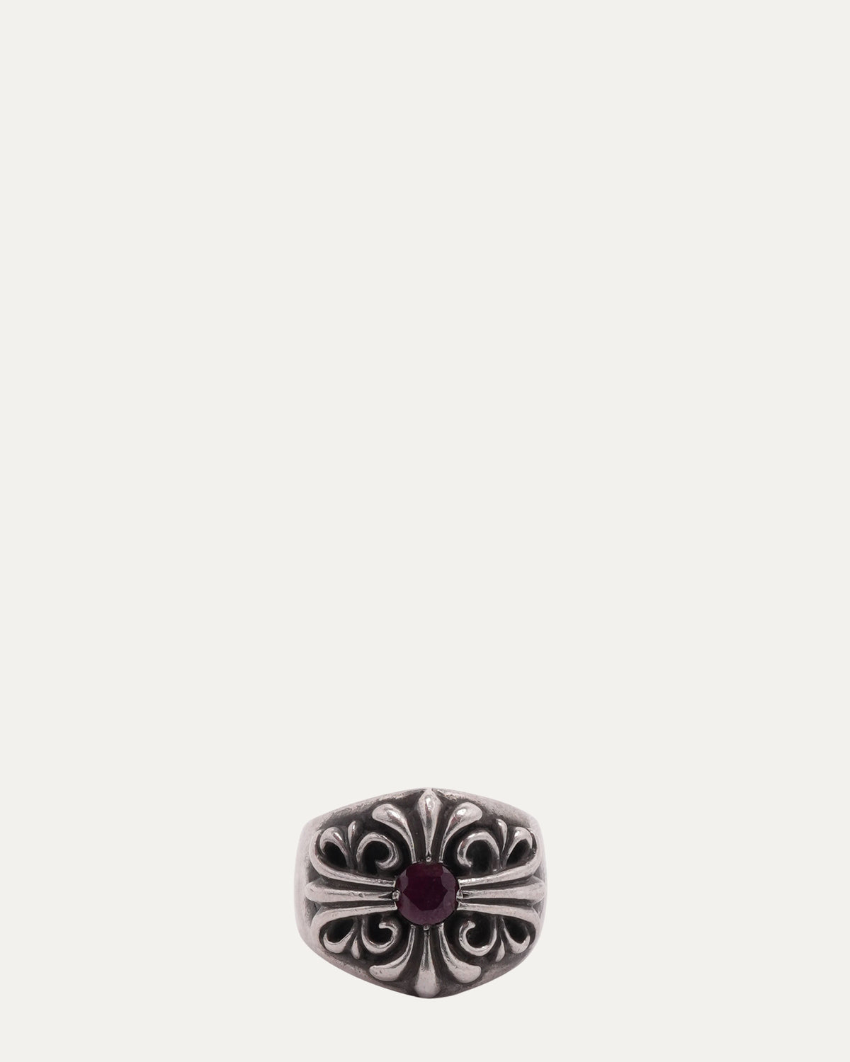 Pink Sapphire Floral Cross Ring