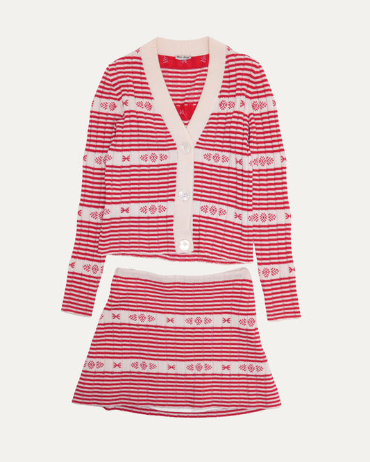 Striped Knit Sweater Skirt Set