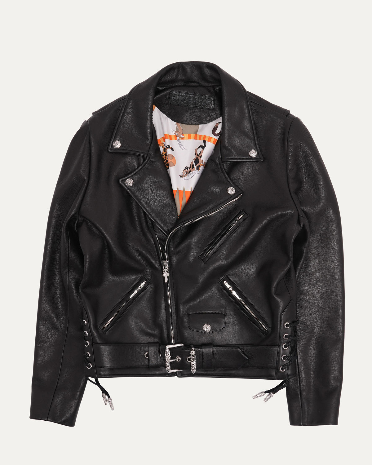 Hermes Silk Lined JJ Dean Leather Jacket