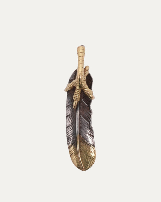 Silver Gold Feather and Talon Pendant