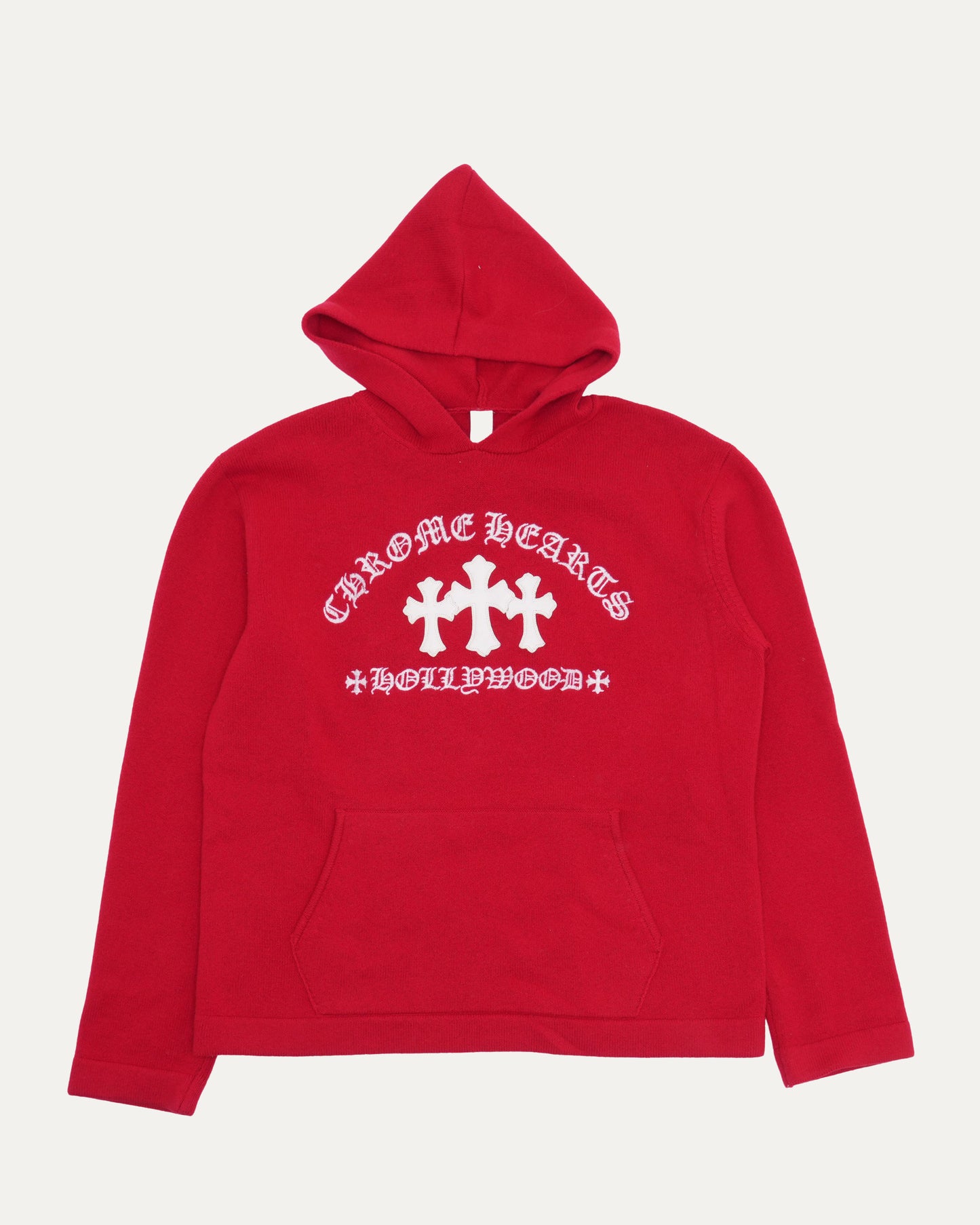 Triple Cross Patch Cashmere Blend Hooded Sweater