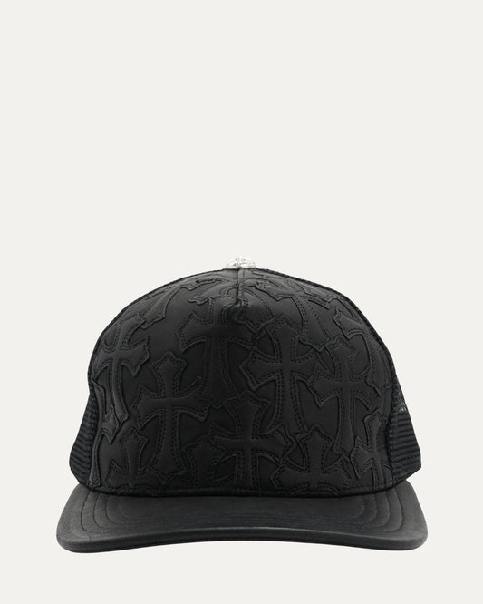 Leather Cross Patch Trucker Hat