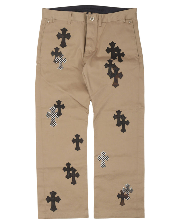 Chrome Hearts White & Blue Leather Cross Patches Jeans – SHENGLI