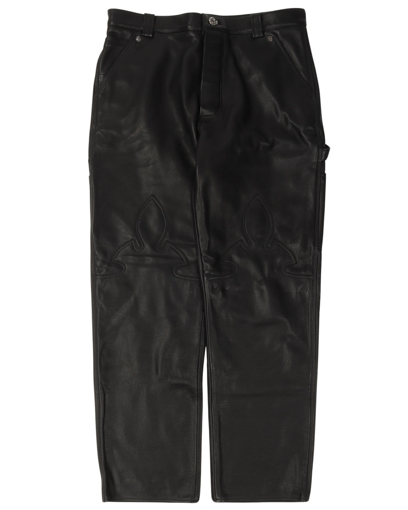 Leather Fleur Knee Pants