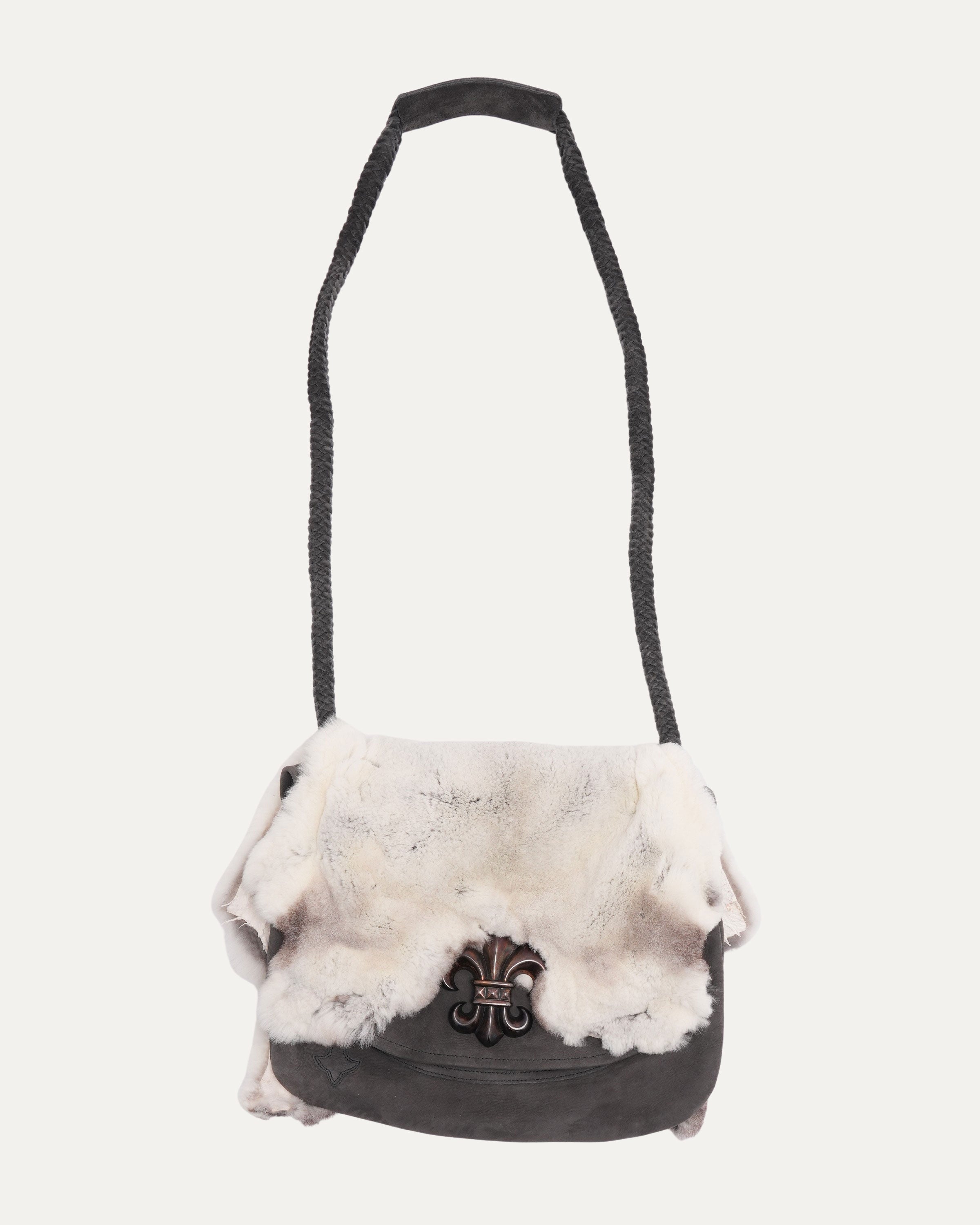 Chrome Hearts Fleur Embellished Fur Leather Messenger Bag – Justin