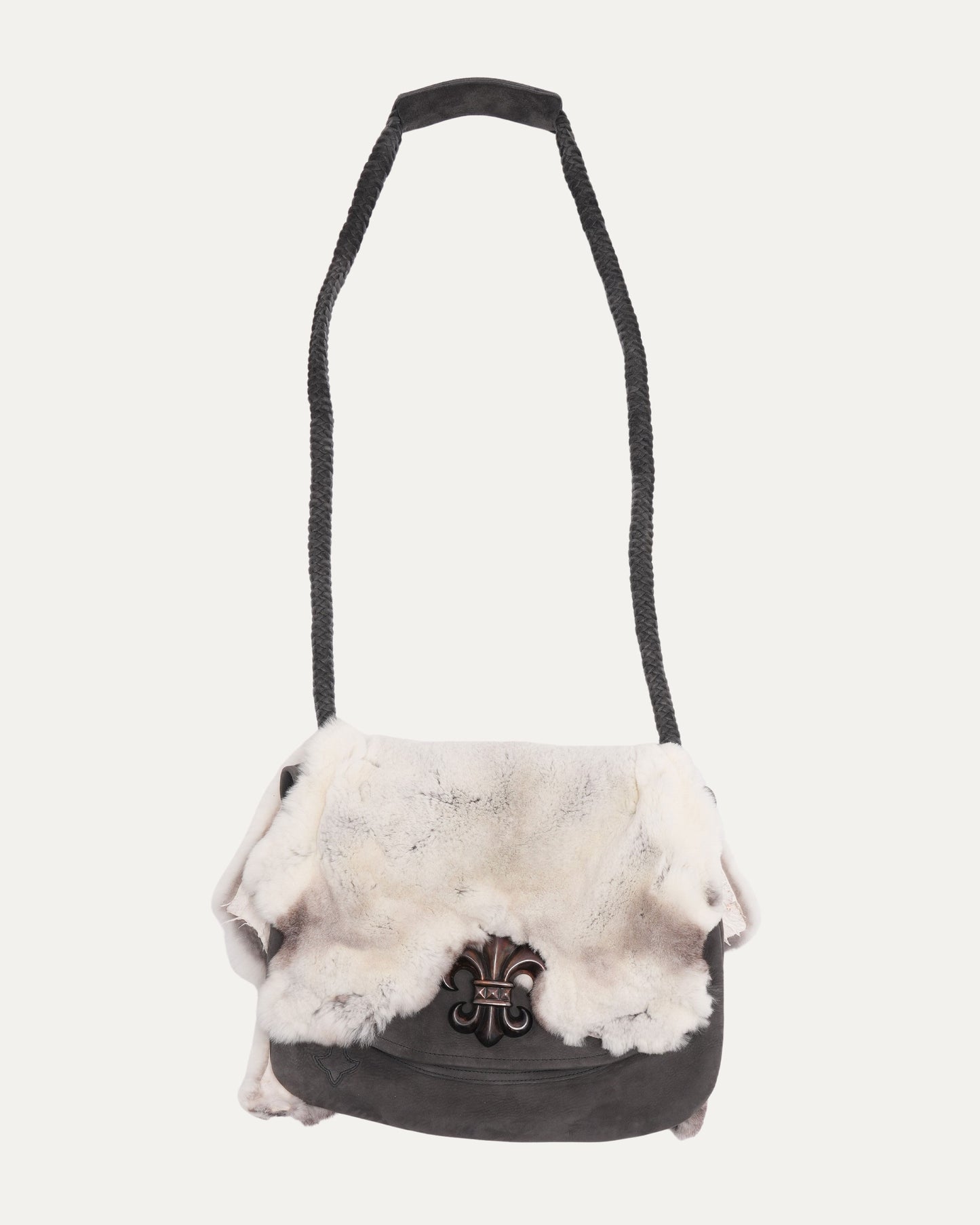 Fleur Embellished Fur Leather Messenger Bag