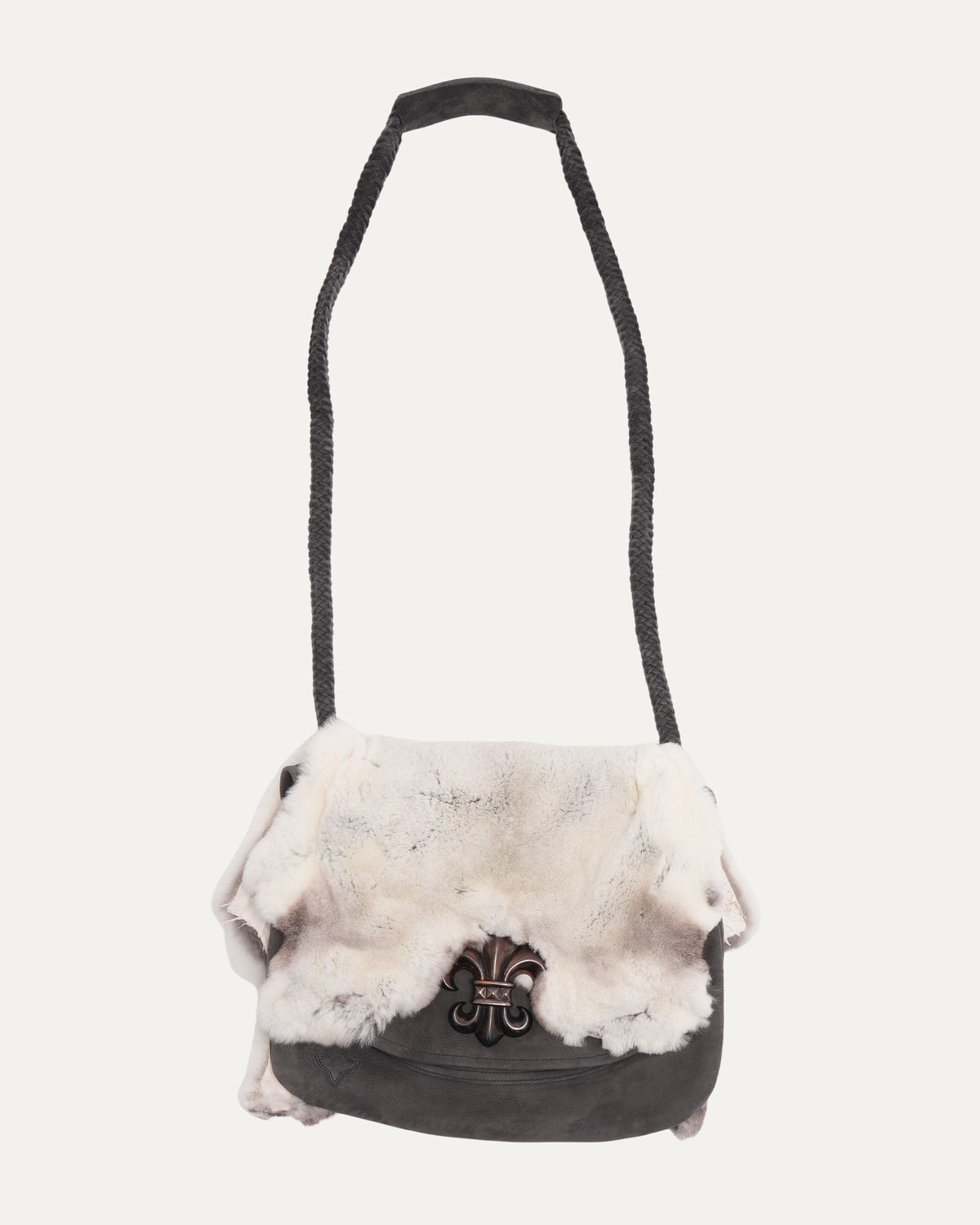 Fleur Embellished Fur Leather Messenger Bag
