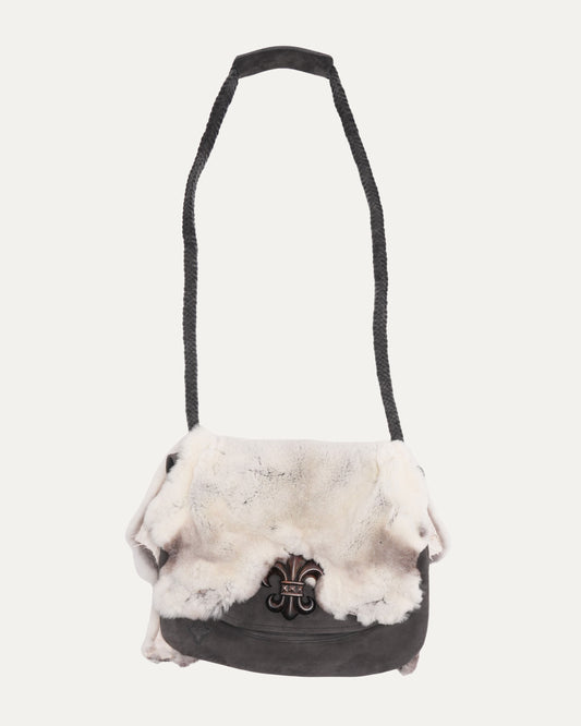 Fleur Embellished Fur Leather Messenger Bag