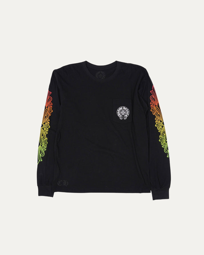 Gradient Floral Circle Long Sleeve T-Shirt