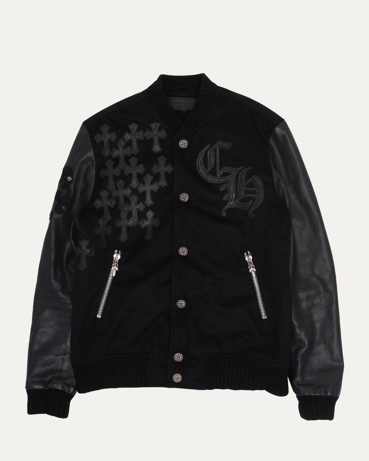Cross Patch Cashmere Varsity Jacket