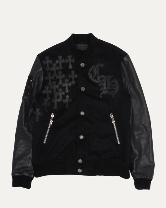 Cross Patch Cashmere Varsity Jacket