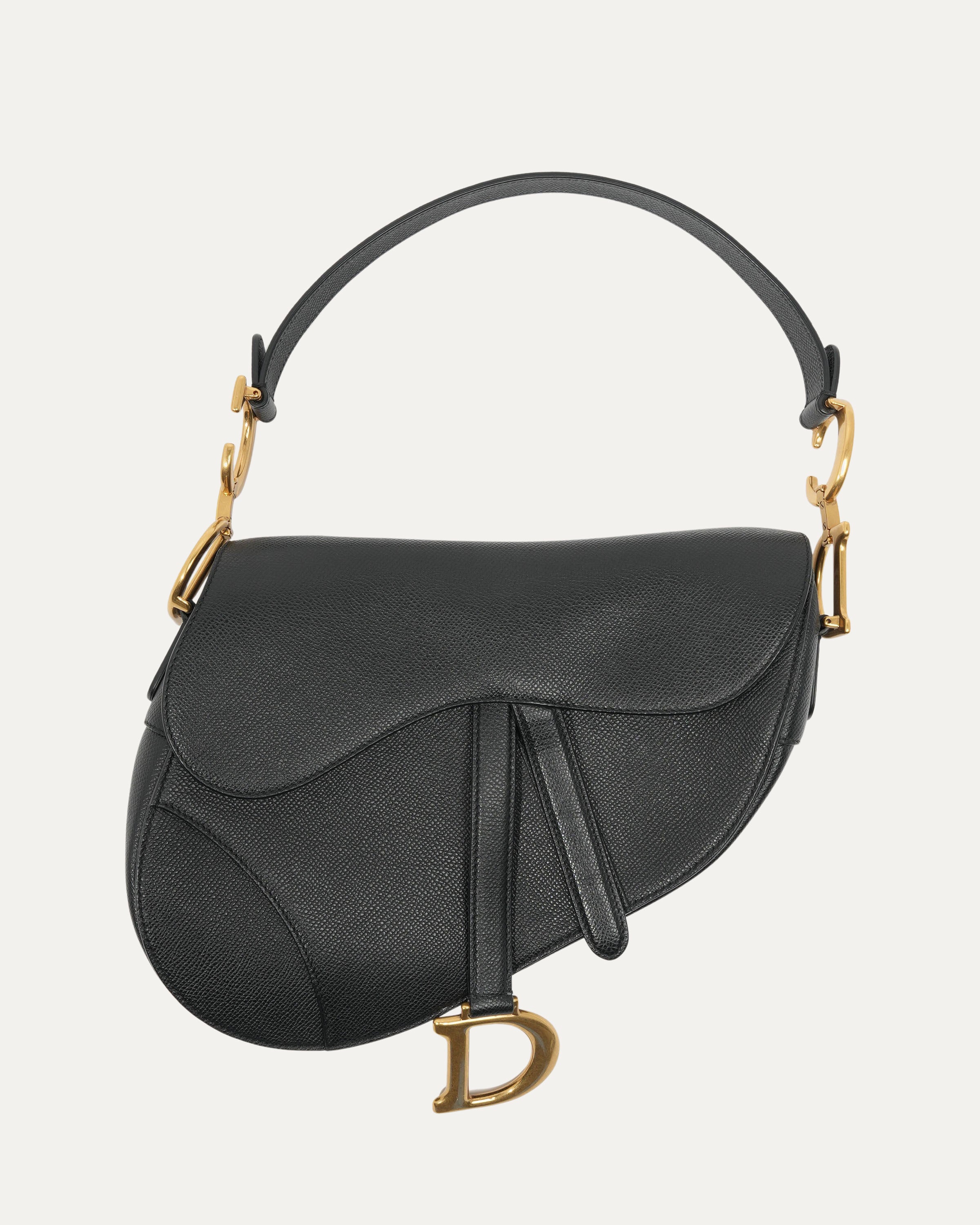 Grained Calfskin Saddle Bag with Strap