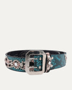 King Cobra Studded Leopard Inlay Belt