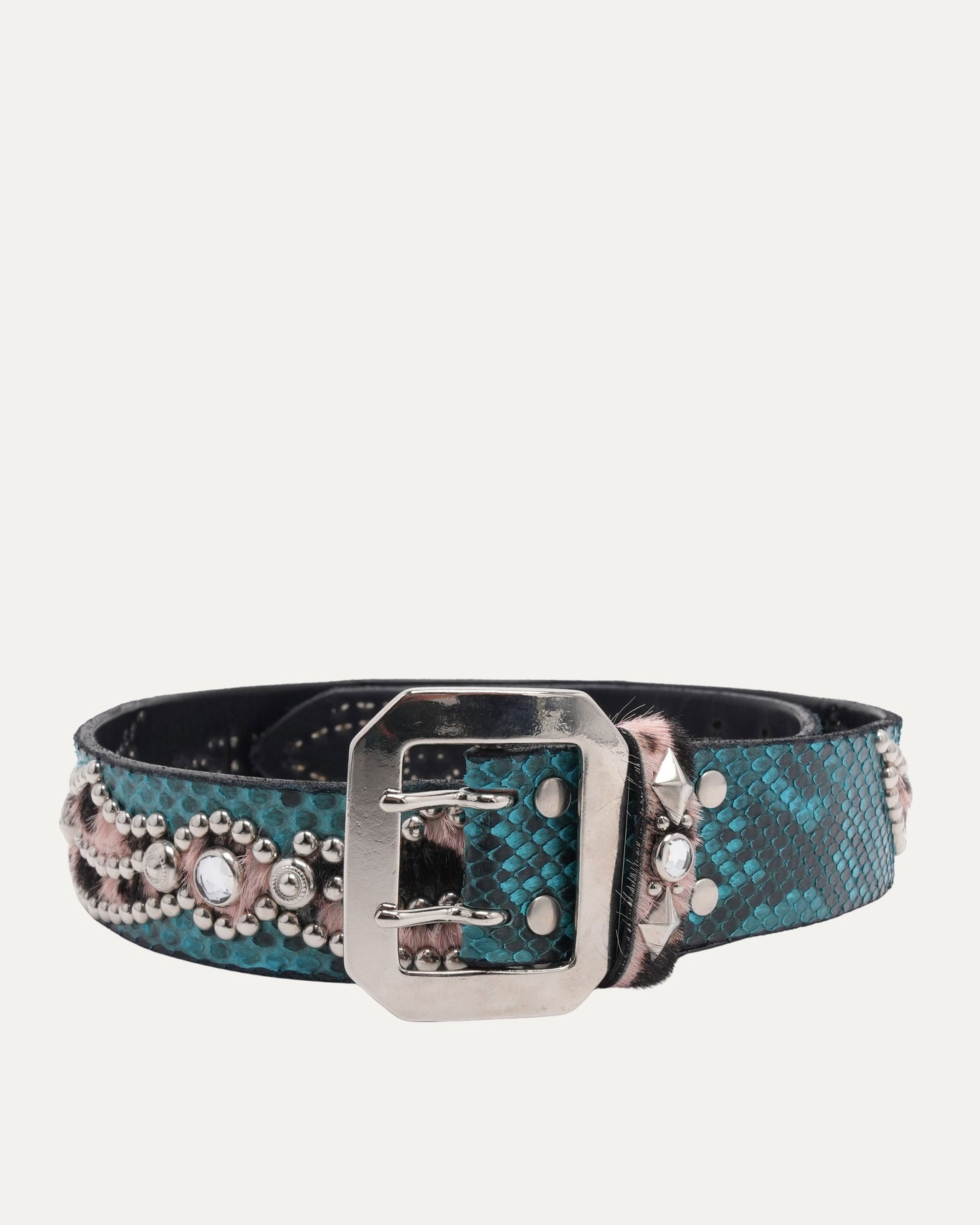 King Cobra Studded Leopard Inlay Belt