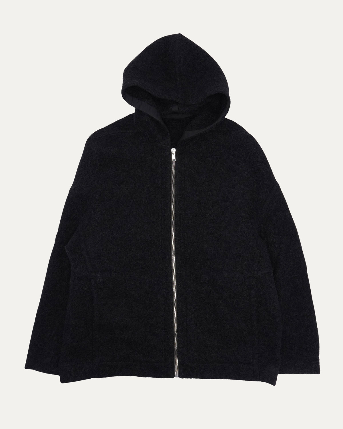 Alpaca Mohair Blend Oversized Gimp Hooded Knit Jacket
