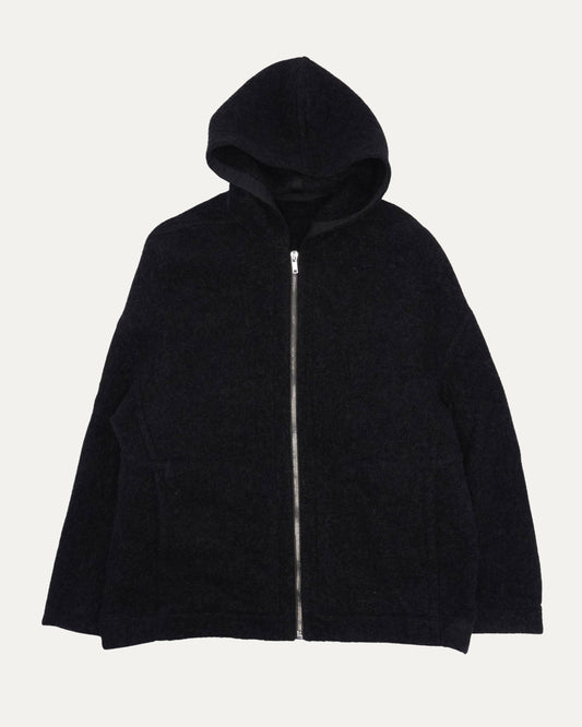 Alpaca Mohair Blend Oversized Gimp Hooded Knit Jacket