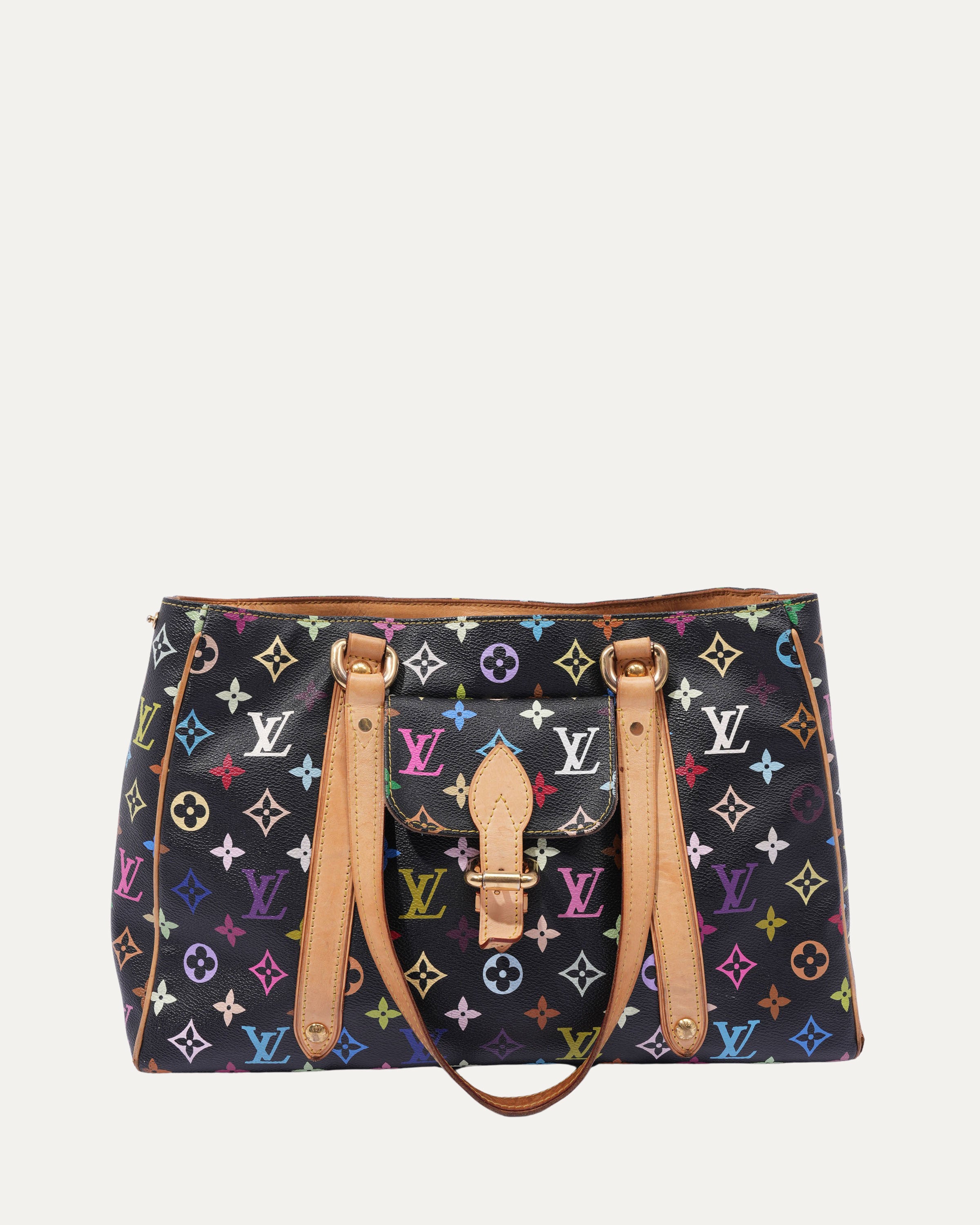 Aurelia MM Black Multicolor Monogram Canvas Shoulder Bag