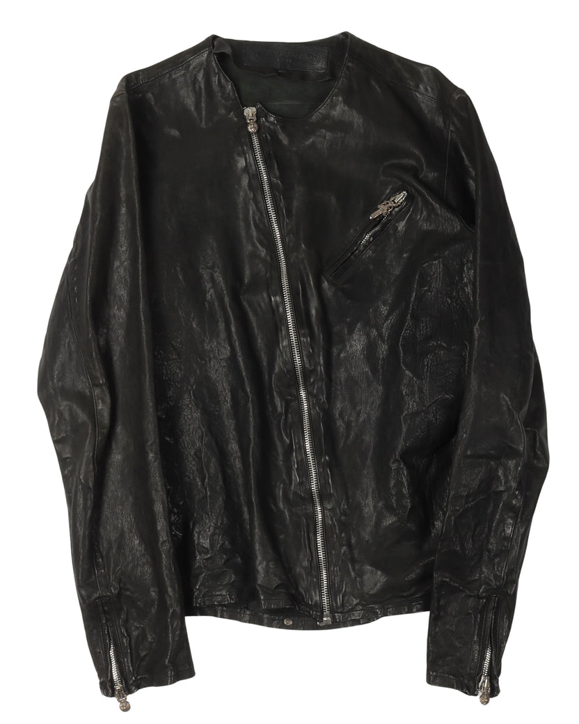 Asymmetric Zip Leather Jacket