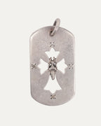 Diamond Cross Cut Out Dagger Dog Tag Pendant