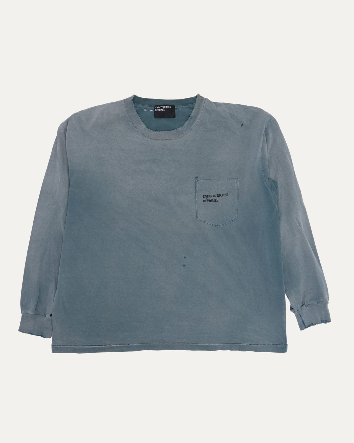 Distressed Logo Long Sleeve Pocket T-Shirt