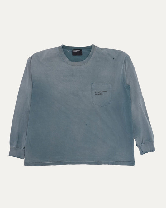 Distressed Logo Long Sleeve Pocket T-Shirt
