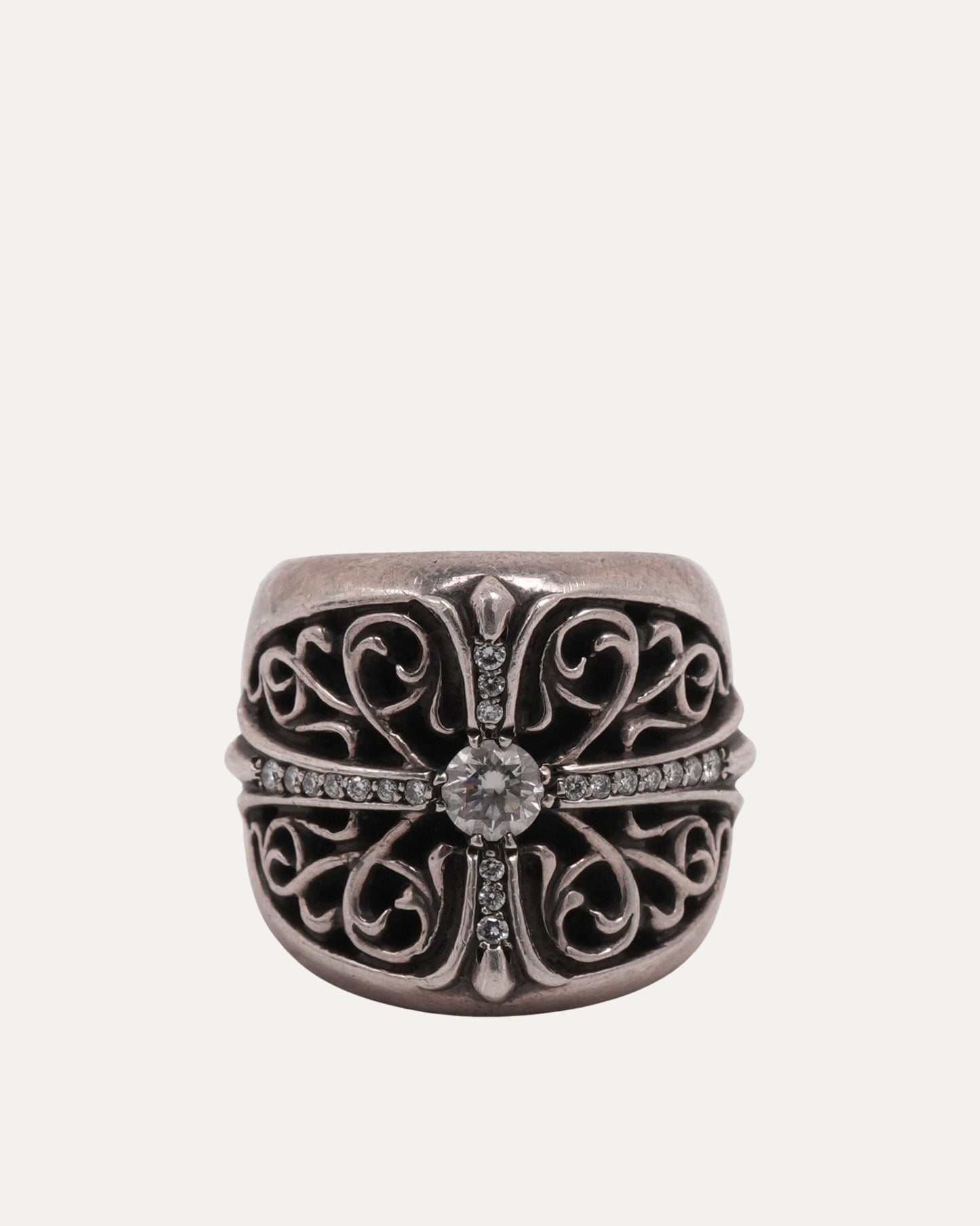 Diamond Oval Cross Ring