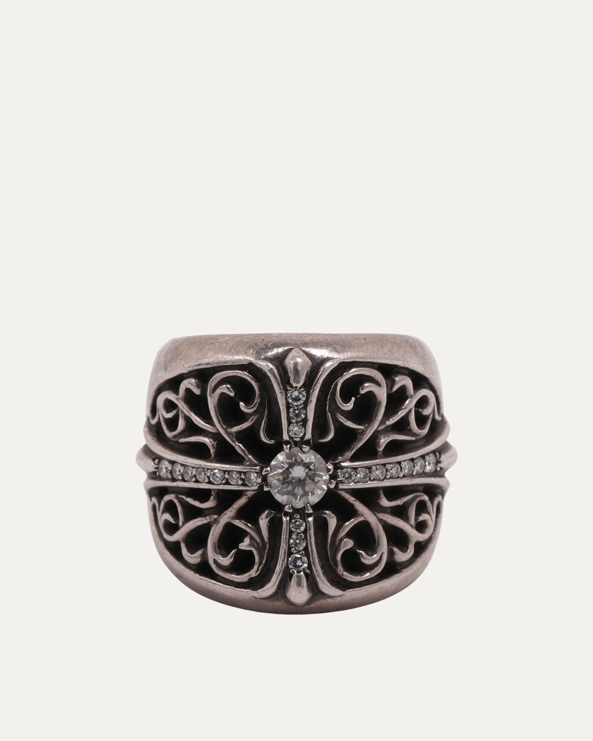 Diamond Oval Cross Ring
