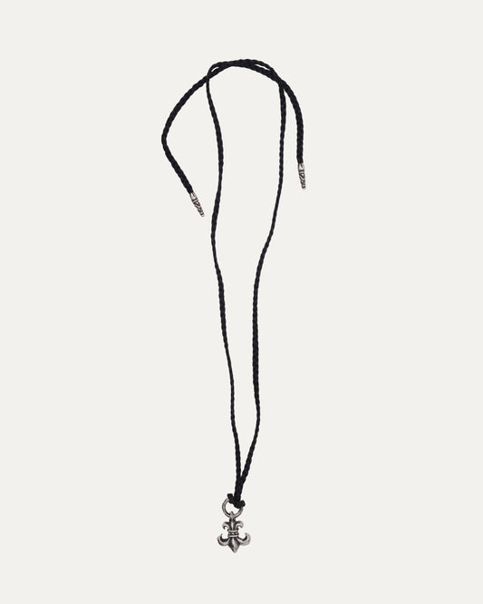Fleur Pendant on Braided Leather Necklace