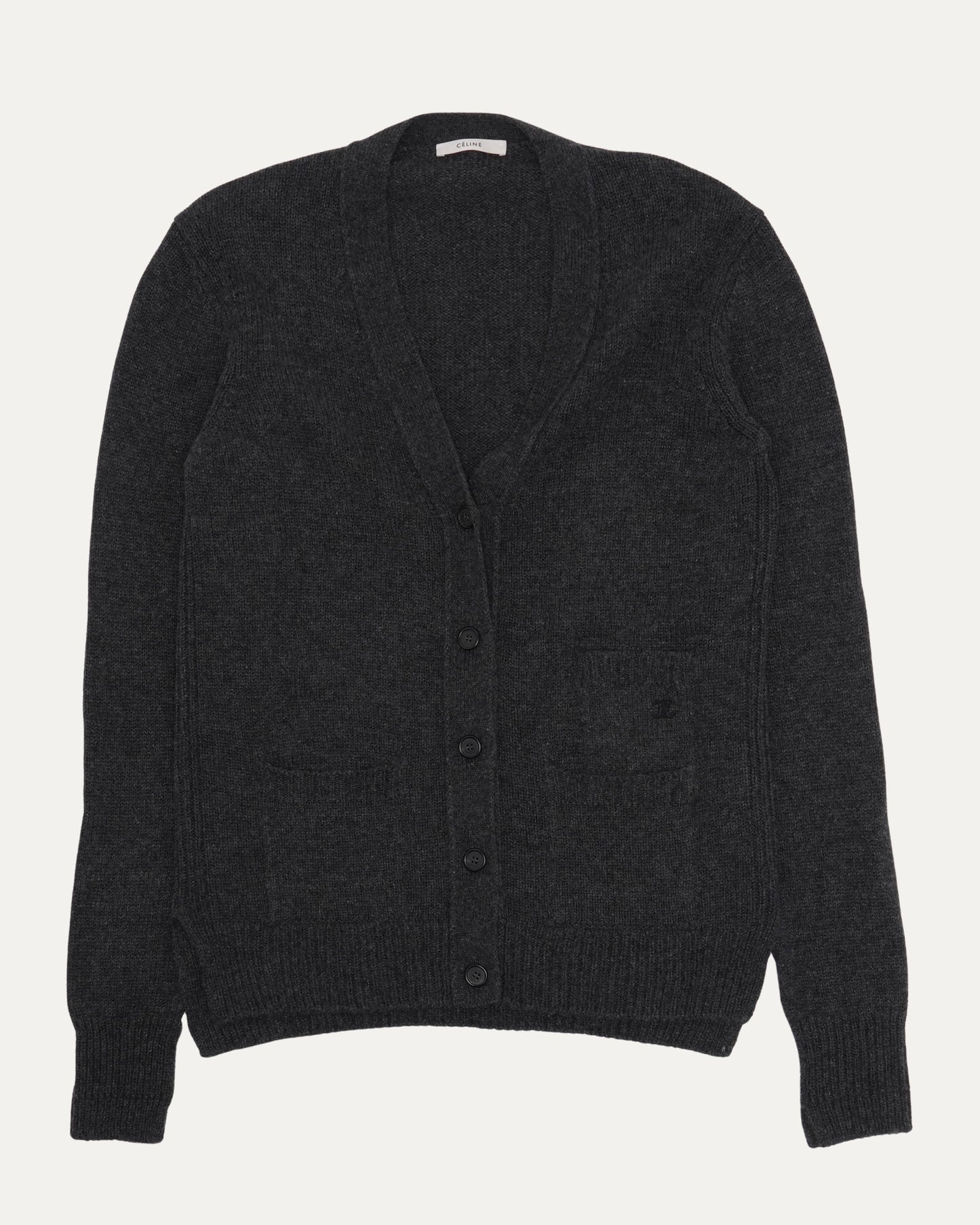 Embroidered Logo Cashmere Cardigan Sweater