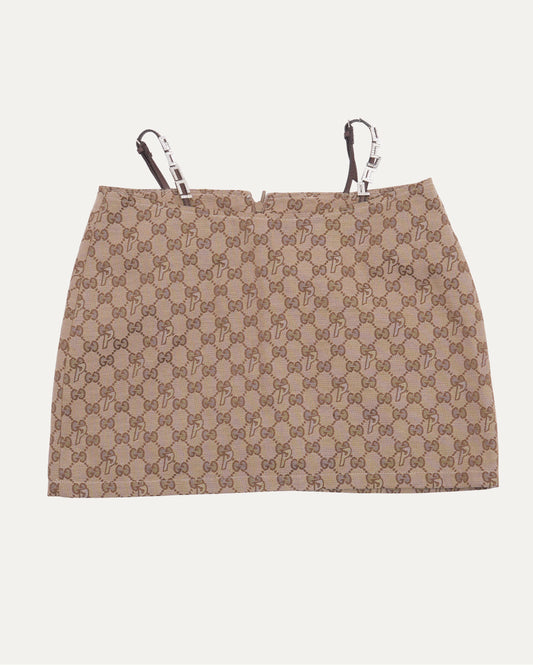 Palace Monogram Canvas Mini Skirt with Lace and Crystal Details