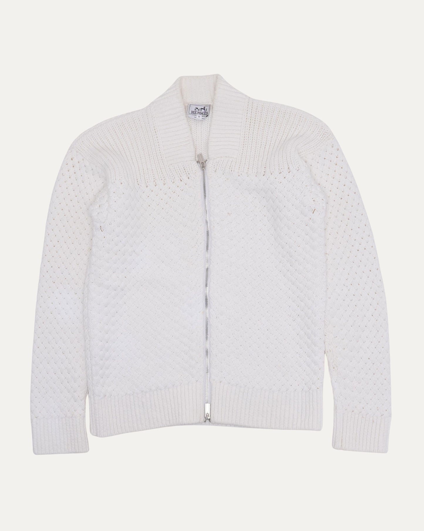 Linen Blend Zip Up Sweater