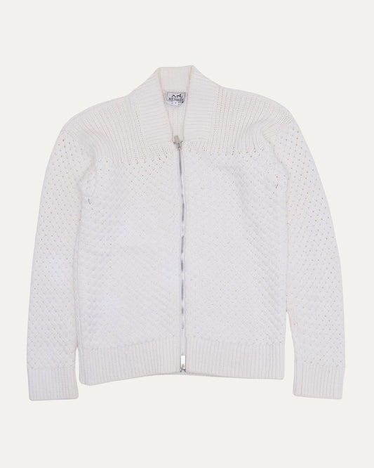 Linen Blend Zip Up Sweater