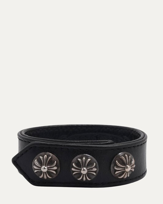 3 Button 2 Snap Plus Cross Leather Bracelet