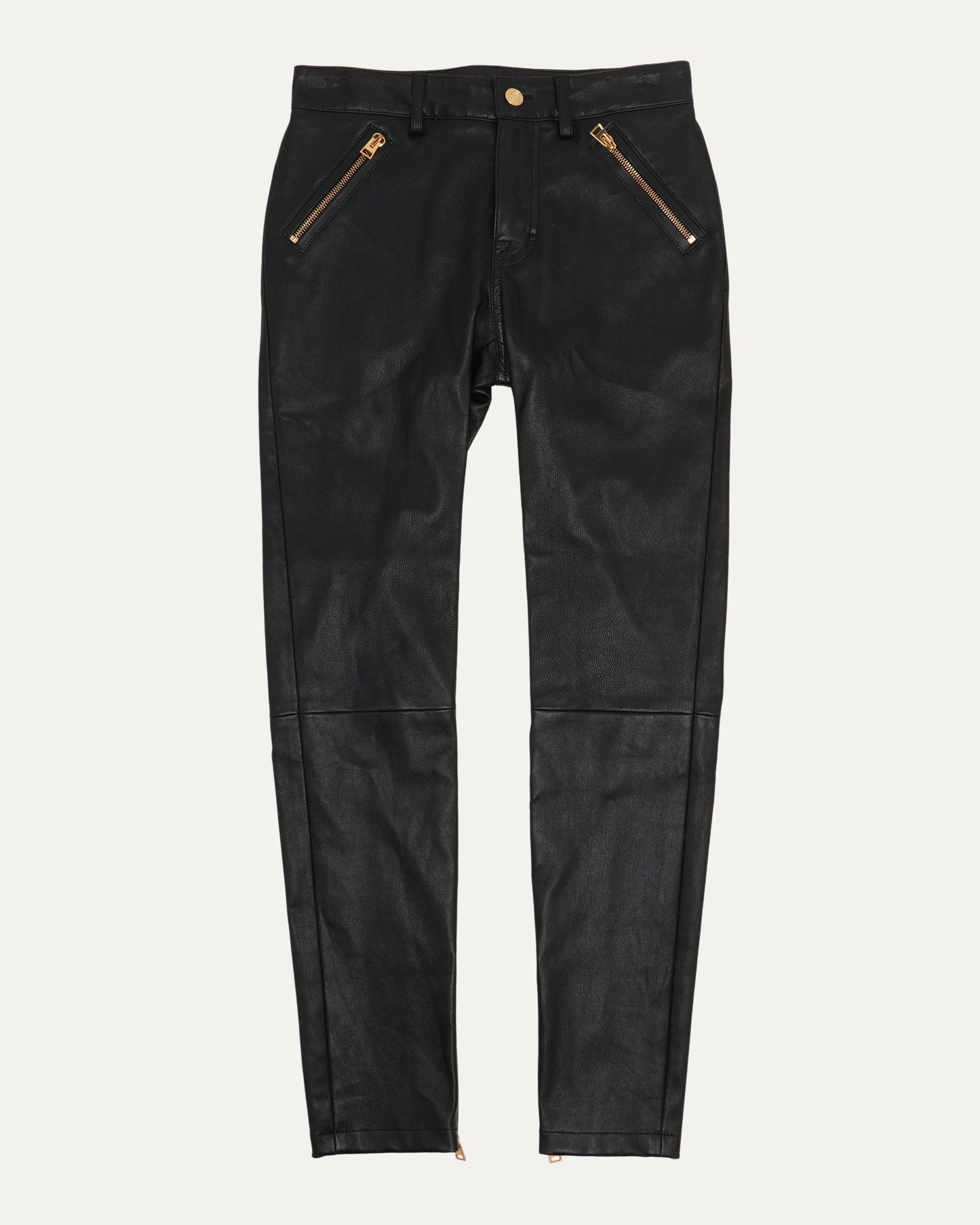 Zipper Detail Leather Pants