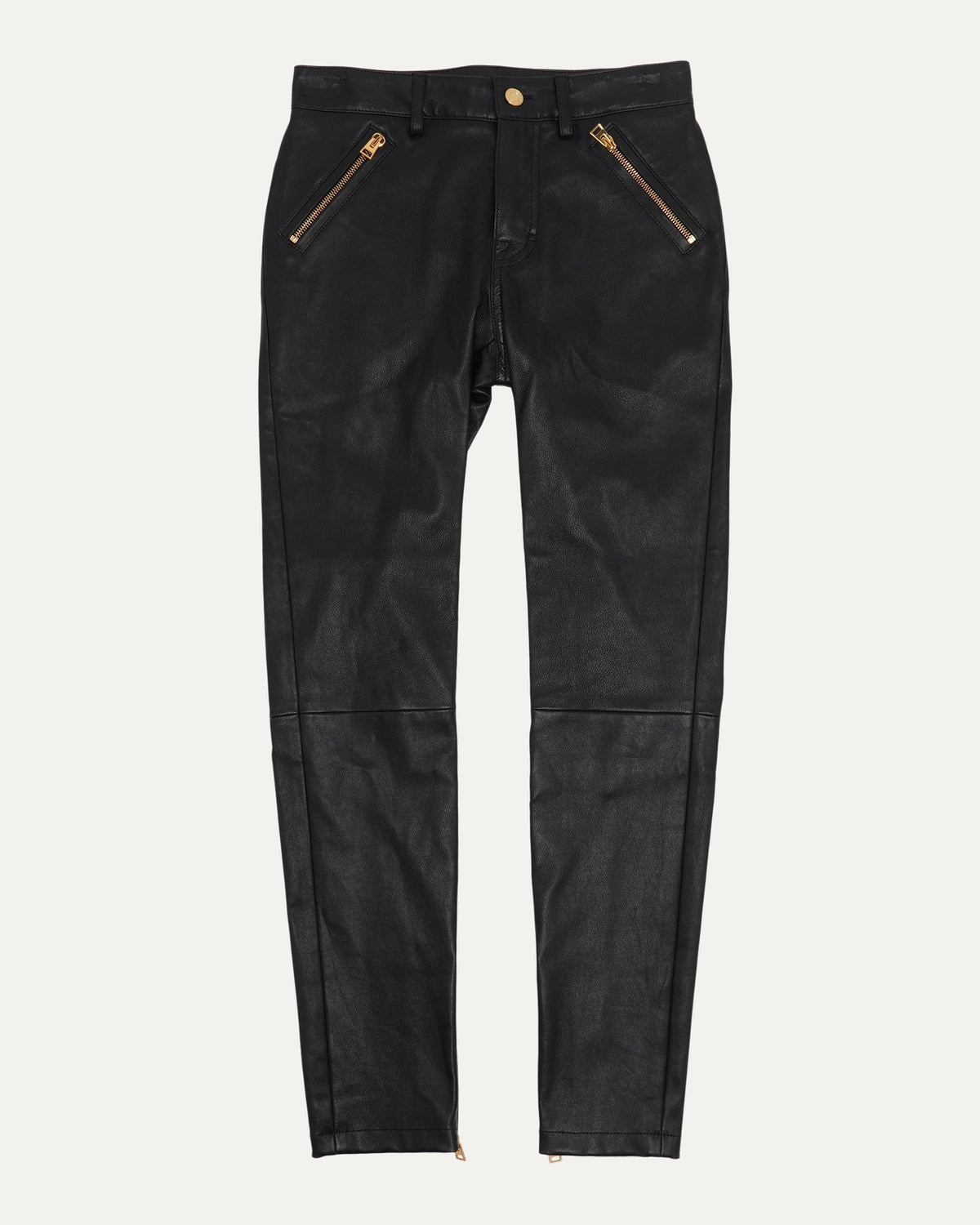 Zipper Detail Leather Pants