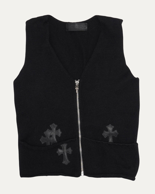 Cross Patch Alpaca Zip Vest