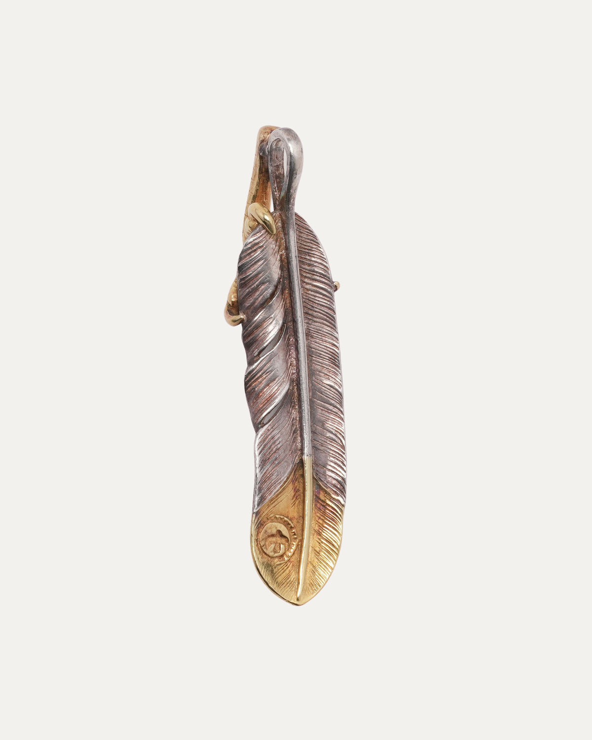Silver and Gold Feather and Talon Pendant