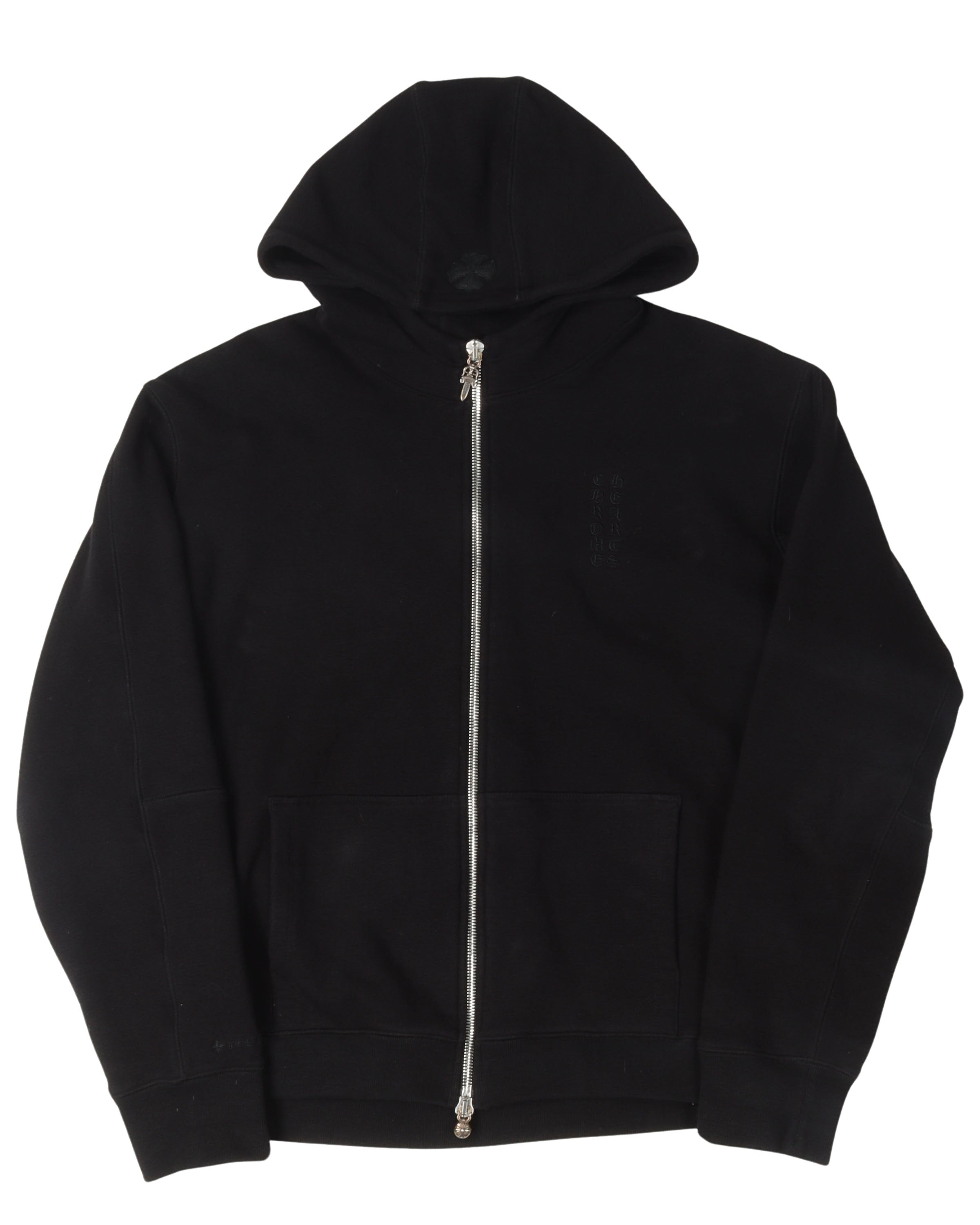 Zip Up Tonal Eye Test Logo Hoodie Leather Hood Patch