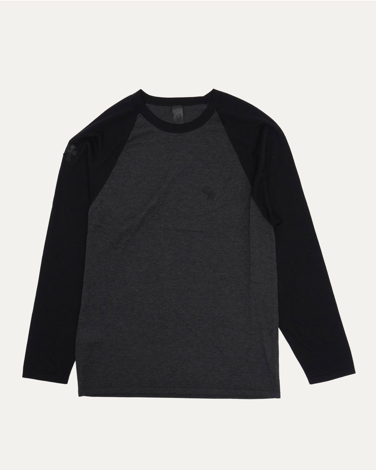 Silk Blend Cross Patch Long Sleeve Raglan T-Shirt