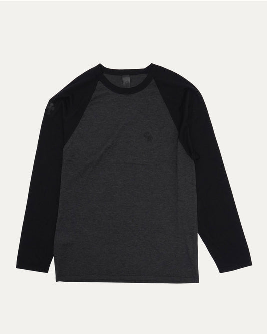 Silk Blend Cross Patch Long Sleeve Raglan T-Shirt