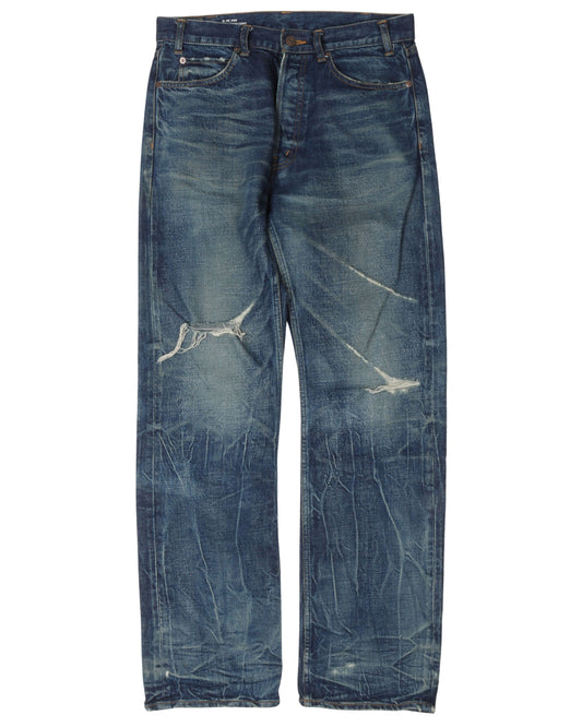 Distressed Moonwash Skater Jeans