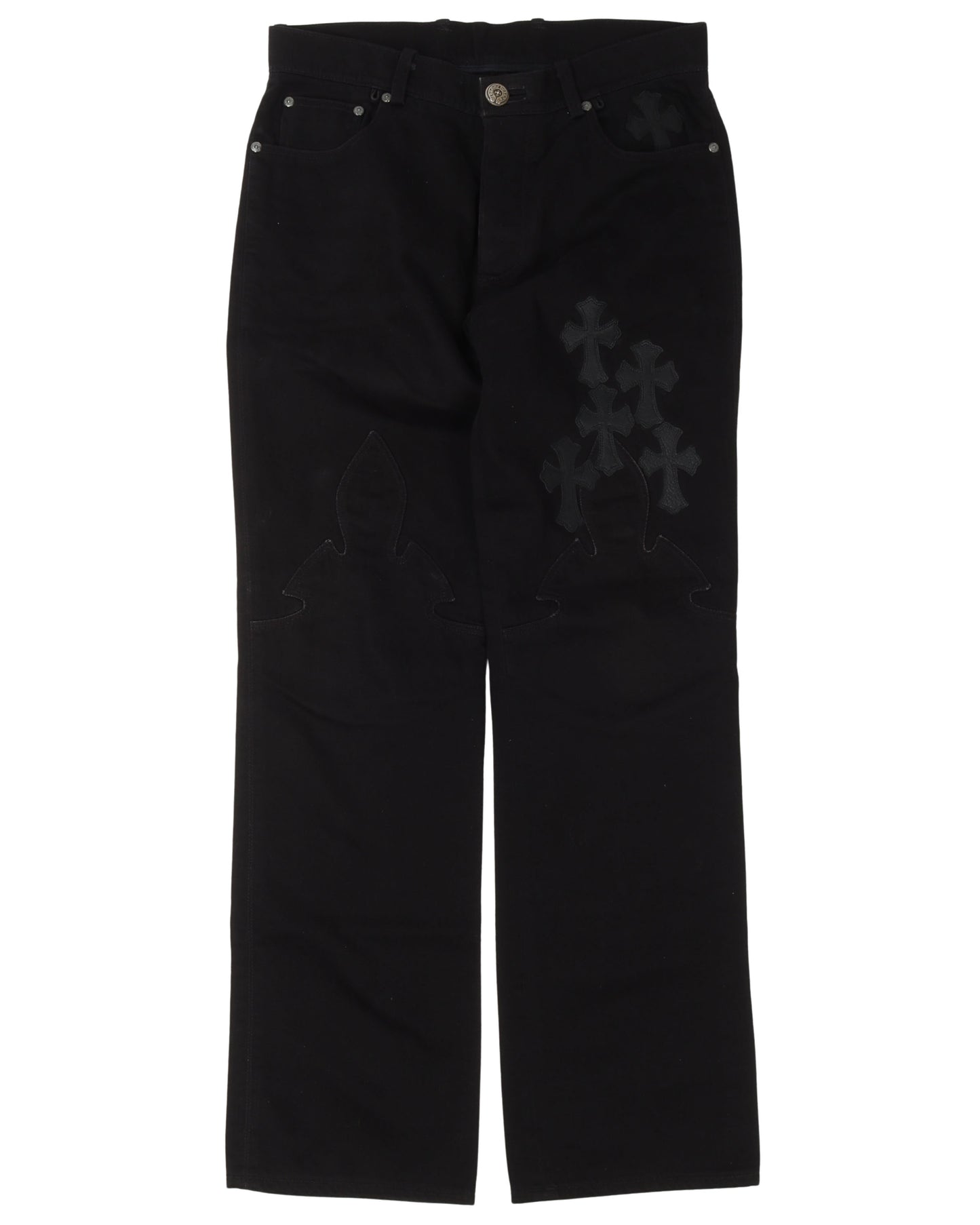 Vintage Fleur Knee Cross Patch Jeans